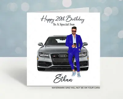 Personalised Male Birthday Card Car 17th 18th 21st 30th Son Grandson Boys Men's • £2.99