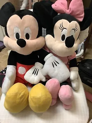 LARGE Disney Mickey And Minnie Mouse Plush Stuffed Animal Toy • $17.99