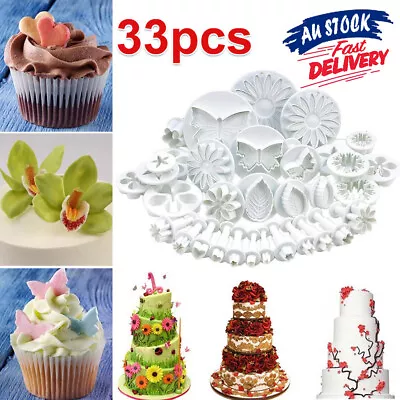 $15.99 • Buy 33PCS Sugarcraft Cake Cutters Tools Mold Cake Decorating Fondant Icing Plunger