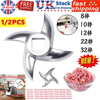 Meat Mincer Grinder Spare Blade Curved Knife Size 8/10/12/22/32 -Stainless Steel • £8.59