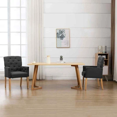$244.99 • Buy Dining Chair With Armrests Grey Fabric VidaXL