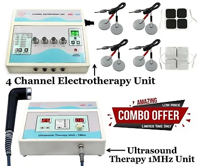 Ultrasound 1Mhz Therapy Unit With 4 Channel Electrotherapy Digital Combo Machine • $249.99