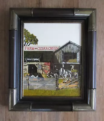 Signed H. Hargrove Framed Serigraph Oil Painting Canvas FARM OF CEDAR CREEK • $25