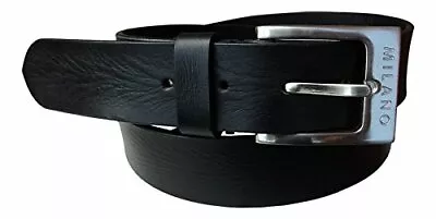 New Metal Black And Brown Loop Milano Leather Buck Belt High Qaulity Gents  • £10.99