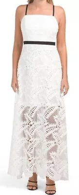 C2 NWT MILLY Leighton White Tropical Palm Lace Open Back Maxi Dress Size 8 $475 • $129.99