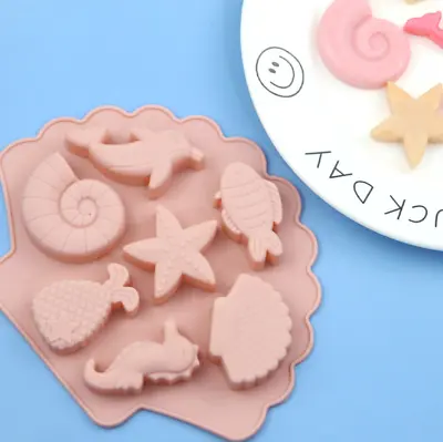 Sea Horse Shell Silicone Chocolate Mould Mold Ice Cube Jelly Dolphin Star Fish • £3.25