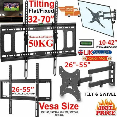 Slim Tilt/swivel/flat Tv Wall Bracket Mount For 10 -70  Inch 3d Lcd Plasma Led  • £7.49