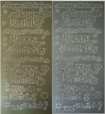 £1.79 • Buy Happy Birthday Silver Gold Peel Off Sticker Sheet Card Making Scrapbooking Craft