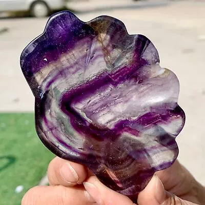 131G Natural Fluorite Quartz Carved Shell Bowl Crystal Spirit Therapy Gift • $2.25