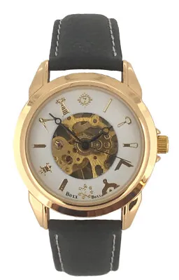 Gold Tone Mechanical Wind Up Freemason Masonic Leather Wrist Watch By WESTIME • £29.95