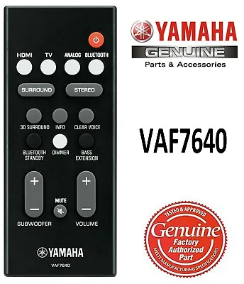 $44.23 • Buy New Genuine Yamaha Remote Control VAF7640 Fits Sound Bar YAS-108 ATS-1080 