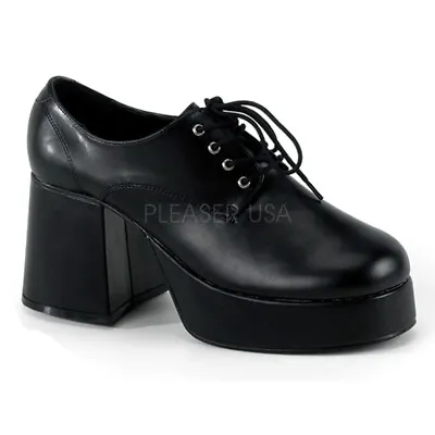 *Funtasma Black 3.5  Block Heel Platform Funky Retro Disco 70s Shoes Mens 8-9 • $72.95