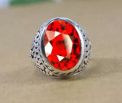 Solid 925 Sterling Silver Natural Red Garnet Oval Cut Gemstone Men's Gift Ring • $41.56