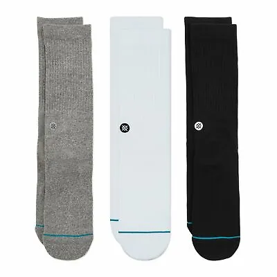 Stance Icon 3 Pack Crew Sock Casual - Grey White Black • $29.99