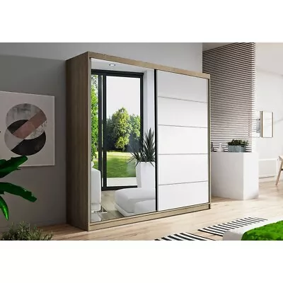 Modern Wardrobes BON 160cm Mirrored Two Sliding Doors FREE DELIVERY • £399