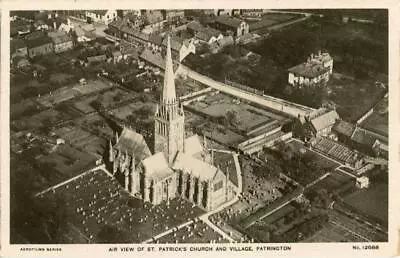 Real Photo Aerial View Postcard St. Patrick's Church Patrington East Yorkshire • £8