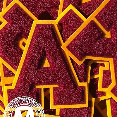 Cardinal/Gold 6  Chenille Varsity Letter Patches (A-Z) MADE IN USA • $28.99