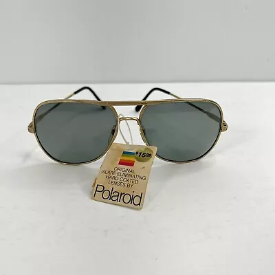 Vintage Gold Tone Polaroid Sunglasses Pilot/Aviator New W/ Tags 6242 (READ) • $39.95