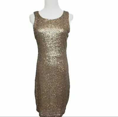 MM Couture Womens Bronze Sequin Party Dress Stretch Sleeveless Size M • $18