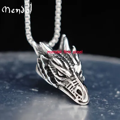 MENDEL Men's Dragon Head Pendant Necklace Stainless Steel With Chain For Men • $11.99