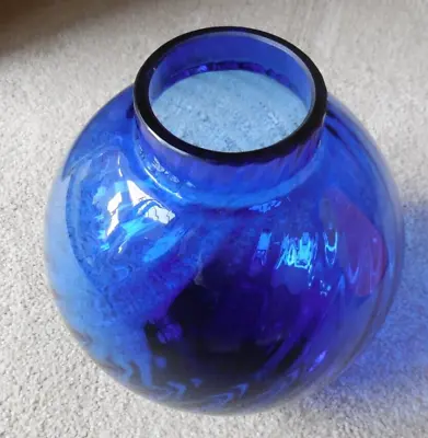 Dartington Crystal Cobalt Blue Round Vase • £30