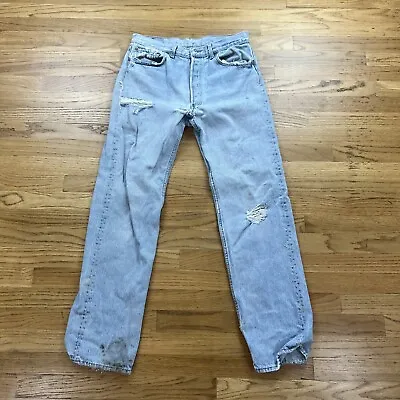 Vintage Levis 501 Jeans Denim Distressed Tagged Sz 34x34 Approx 32x31 USA #9 • $55