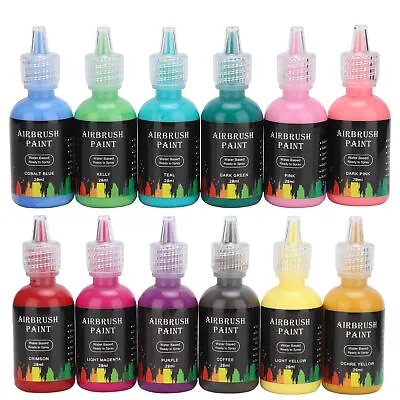 12 Color Ink Paint Liquid DIY Airbrush Paint Art Ink For Car Crafts Tile UK REL • £32.39