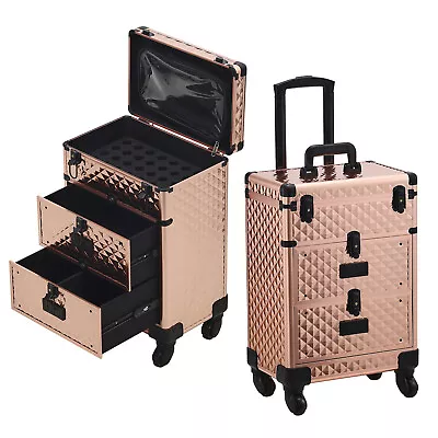 Travel Makeup Beauty Vanity Case Trolley Nail Cosmetic Hairdressing Storage Box • £69.95