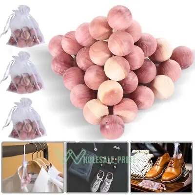 50x Aromatic Cedar Wood Balls W/bag Natural Wood Balls For Closets Drawers Shoes • $14.19