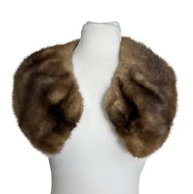 Vintage Mink Fur Stole Shoulder Wrap Collar Capelet Brown 31  X 6.5  Mob Wife • $39