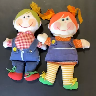 Vintage 1976 &’79 Playskool Dolls Dapper Dan & Dressy Bessy 14” BX7 • $34.97