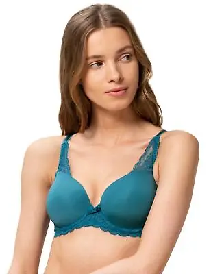 £24 • Buy Triumph Amourette Spotlight Underwired Bra 10181644 Lightly Padded Blue Coral 
