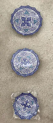 Persian Mina Kari Painted Handmade Fine Art Brass Enamel Plate Wall Hanging. 3 • $79.99