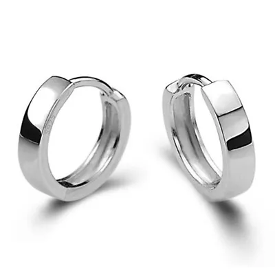 925 Sterling Silver Round Hoop Huggie Earrings Stud Womens Simple Jewelry B156 • $5.85