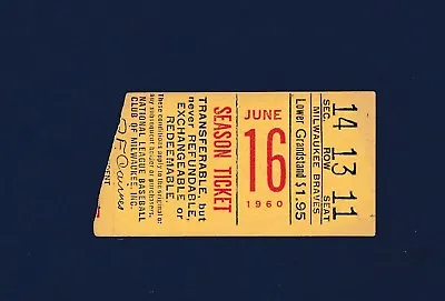 Milwaukee Braves Vs Chicago Cubs 1960 Baseball Ticket Stub Hank Aaron 4-RBI's • $29