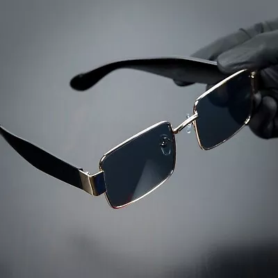 Men's Vintage Rectangle Sunglasses Gold Hip Hop Fashion Square Luxury Glasses • $11.99