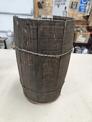 Vintage Wooden Primitive Wire Steel Banded Nail Keg Barrel Rustic Country 17  • $39.99