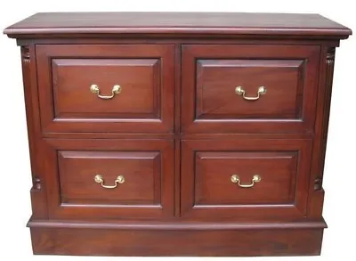 Solid Mahogany Standard Four Drawer Filing Cabinet Solid Brass Handles CHT066S • £650