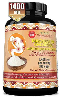 Magnesium Chloride (Cloruro De Magnesio) High Absorption 1400 Mg 100 Caps • $15.95