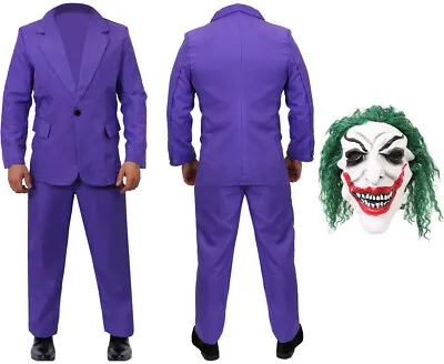 £22.99 • Buy Purple Suit Halloween Costume Adults Clown Mask Movie Outfit Villain Fancy Dress