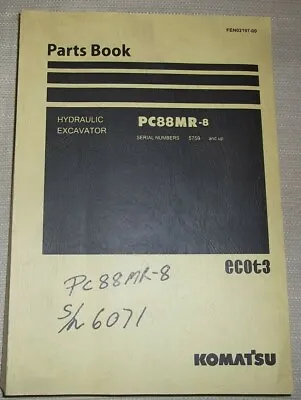 Komatsu Pc88mr-8 Hydraulic Excavator Parts Catalog Book Manual S/n 5759-up • $69.99