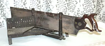 Antique H.C. MARSH 45 DEGREE MITER BOX & ATKINS MITER SAW Cast Iron • $9.99