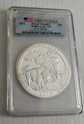 2010 Yellowstone National Park ATB 5 Oz Silver Coin : PCGS MS66PL • $299.99