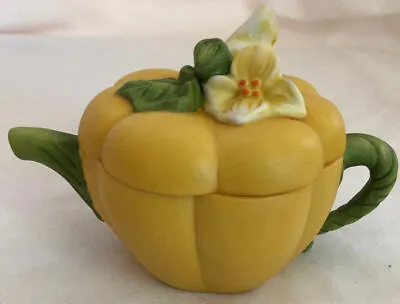 Vintage Avon Decorative Mini Teapot 1996 Yellow Pumpkin Shape Collectible Pot • $8.99