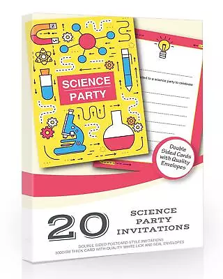 20 X Science Party Invitations - Ready To Write With Envelopes • £6.99