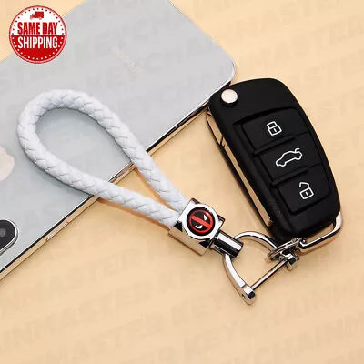 White Weave Calf Leather Deadpool Logo Car Home Key Chain Ring Gift Decoration • $12.99