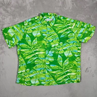 Jams World Shirt Mens 2XL XXL Green Sea Grass Rayon Button Up Hawaiian Aloha • $51.97