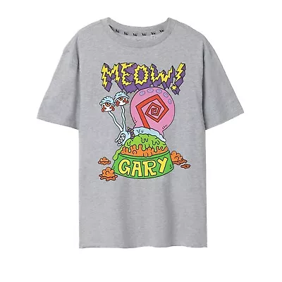 SpongeBob SquarePants Mens Meow Gary Marl T-Shirt NS7899 • £17.19