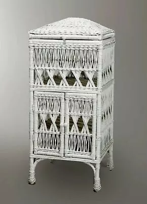 Unusual Vintage Antique Wicker Lift Top Storage Cabinet Cupboard • $500