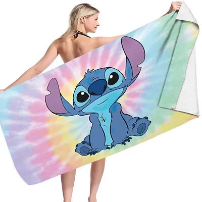 70*140cm Lilo Stitch Cartoon Beach Towel Swim Bath Gym Towel Blanket Turt Gift • £10.99